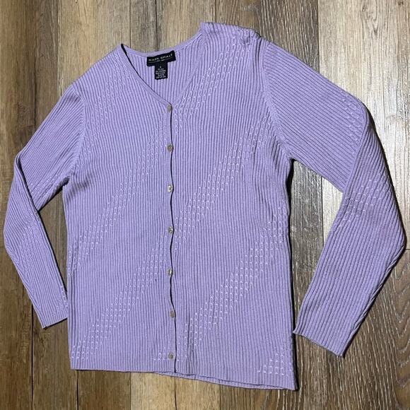 Mark Shale Silk Cashmere Cardigan Sweater Lilac Size Sm Long Sleeve Button Front - Picture 2 of 6
